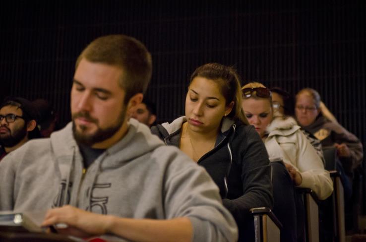 Students sitting at desks.